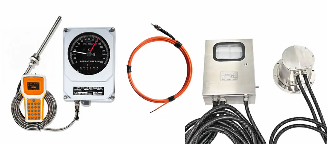 Oil-immersed transformer monitor with fiber optic winding sensor and digital WTI OTI display